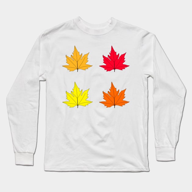 Maple Leaves Long Sleeve T-Shirt by edajylix